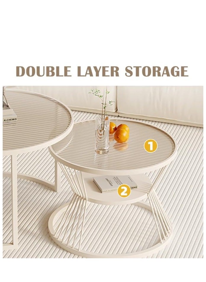 Generic Glass Coffee Table, 2 Tier Round Coffee Table, Open Storage Shelf Glass Top and Metal Frame for Living Room Bedroom, Modern Sofa Side Table End Table Small Tea Table for Home Office, (Gold)  - Image 5