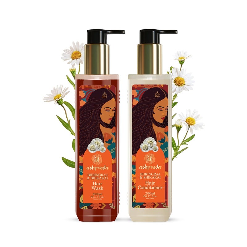 Ashpveda Shikakai and Bhringraj Hair Wash Shampoo  Conditioner Combo  Anti Hair Fall For Women  Men 400 ml - Image 1