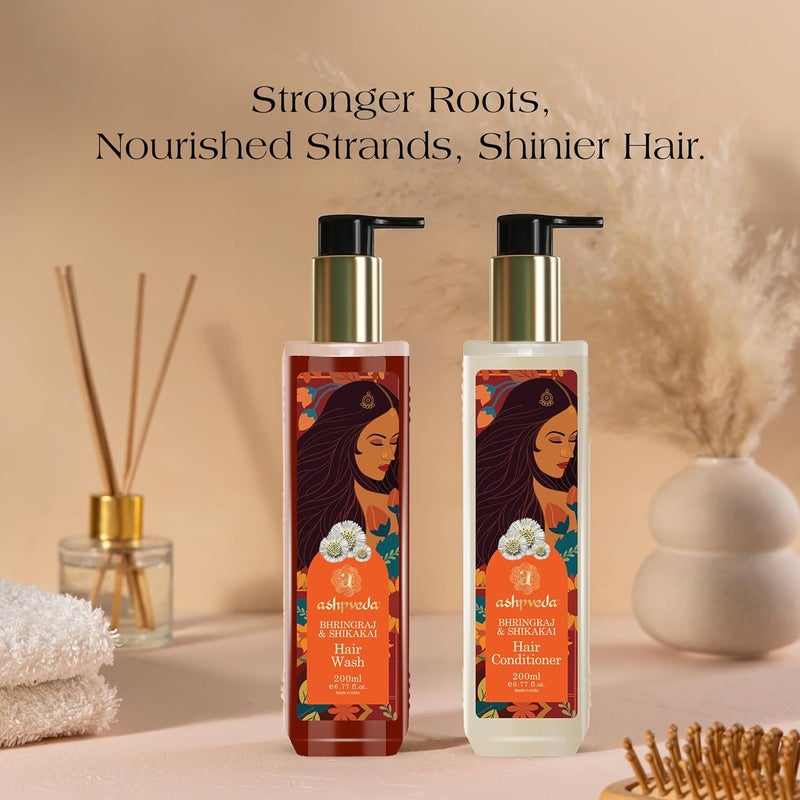 Ashpveda Shikakai and Bhringraj Hair Wash Shampoo  Conditioner Combo  Anti Hair Fall For Women  Men 400 ml - Image 2