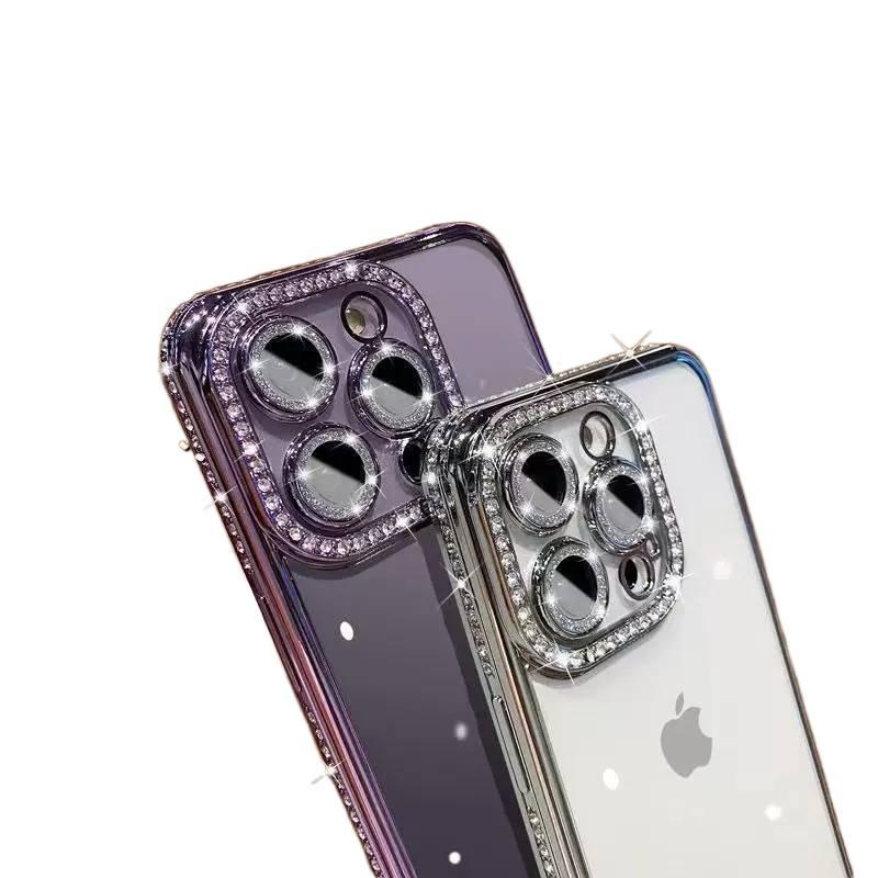 MS غطاء واقي بTPU لـ iPhone 11 مع كريستال راينستون وبريق مع حماية العدسة مع مقاومة بصمات الأصابع باللون أسود بتفاصيل مرصعة من مادة TPU باللون الأسود - Image 5