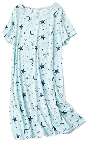 PNAEONG 3 Pack Women's Cotton Nightgown Sleepwear Short Sleeves Shirt Casual Print Sleepdress SY003-Paisley+Purple+Star-2XL - Image 4