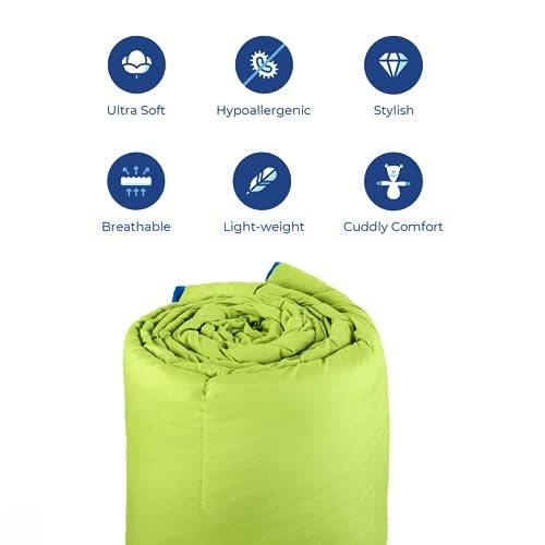 Zinnia Ultra Soft Microfibre Reversible Comforter - Double 230 x 255 CM, Bright Green and Deep Blue,(Solid - Vibrant) - Image 4