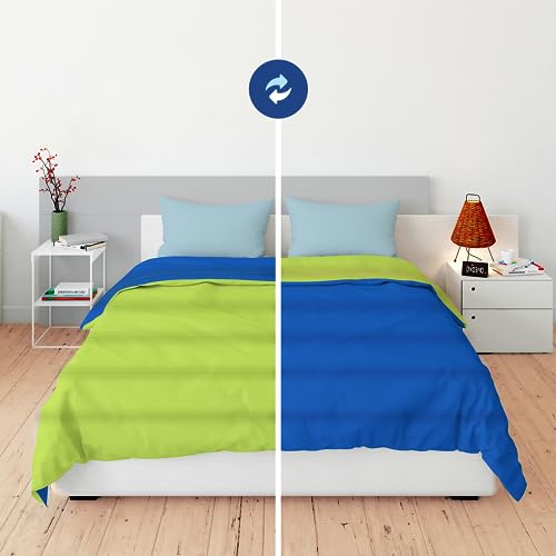Zinnia Ultra Soft Microfibre Reversible Comforter - Double 230 x 255 CM, Bright Green and Deep Blue,(Solid - Vibrant) - Image 2