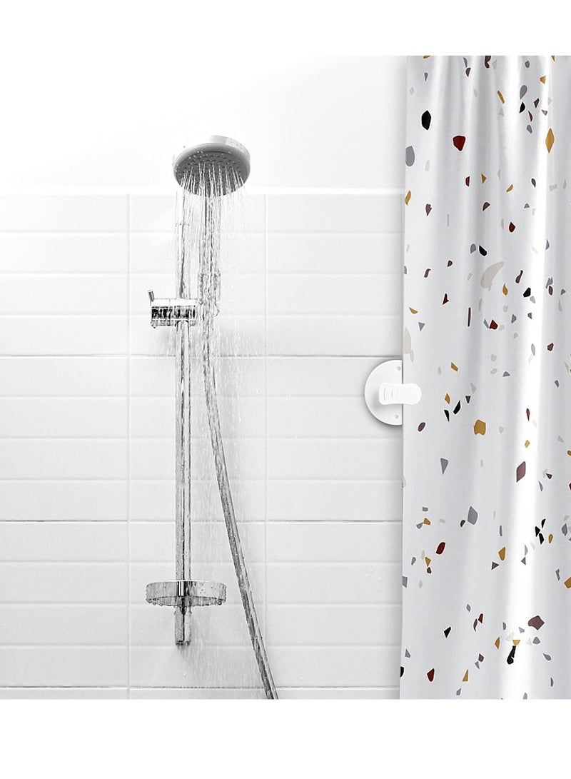 إكسفور مجموعة من 10 مشابك ستائر الحمام، مشابك ستائر الحمام ذاتية اللصق، مشبك وزن ستائر الحمام ذاتية اللصق، لتعليق الدش في العربات والديكور المنزلي الداخلي والخارجي - Image 1