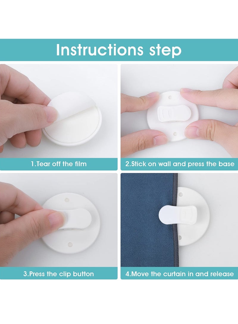 إكسفور مجموعة من 10 مشابك ستائر الحمام، مشابك ستائر الحمام ذاتية اللصق، مشبك وزن ستائر الحمام ذاتية اللصق، لتعليق الدش في العربات والديكور المنزلي الداخلي والخارجي - Image 3