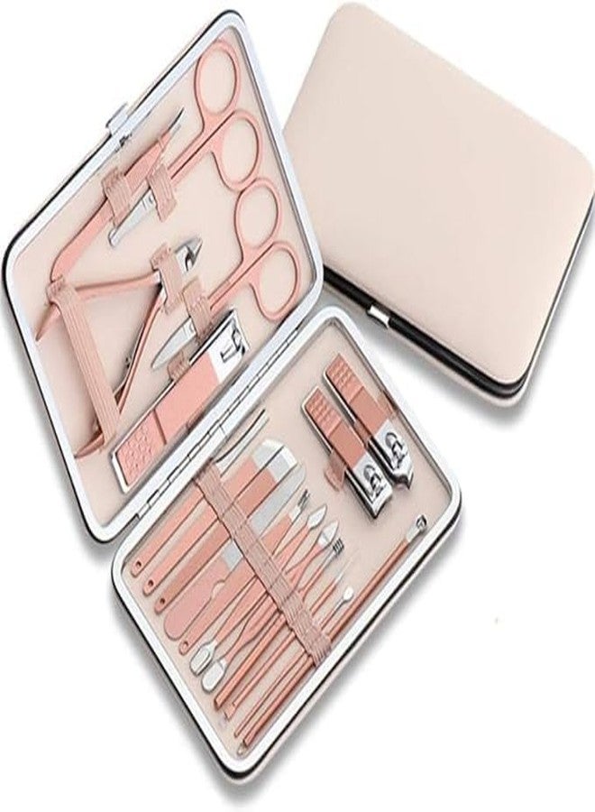 Barretden Piece Nail Care Kit - Complete Manicure Pedicure Set With 18 Stainless Steel Tools & Leather Case - Image 1
