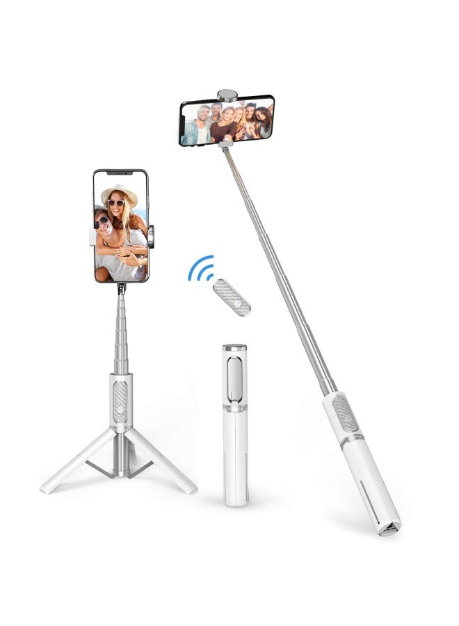 ATUMTEK Selfie Stick Tripod Extendable 3 In 1 Aluminum Selfie Stick With Bluetooth Remote And Tripod Stand - White - Image 1
