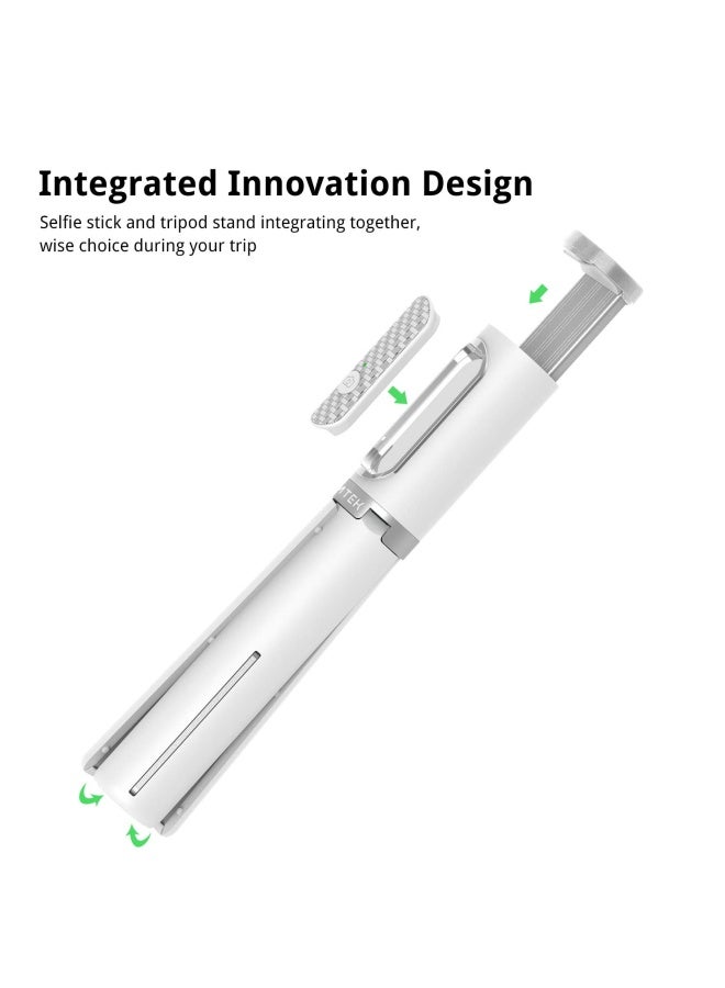 ATUMTEK Selfie Stick Tripod Extendable 3 In 1 Aluminum Selfie Stick With Bluetooth Remote And Tripod Stand - White - Image 2