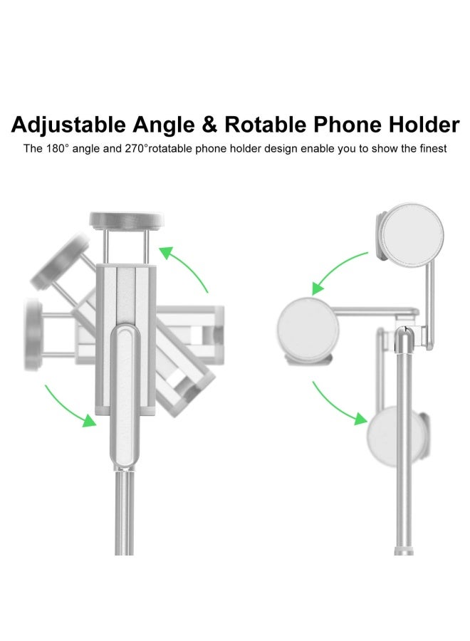 ATUMTEK Selfie Stick Tripod Extendable 3 In 1 Aluminum Selfie Stick With Bluetooth Remote And Tripod Stand - White - Image 3