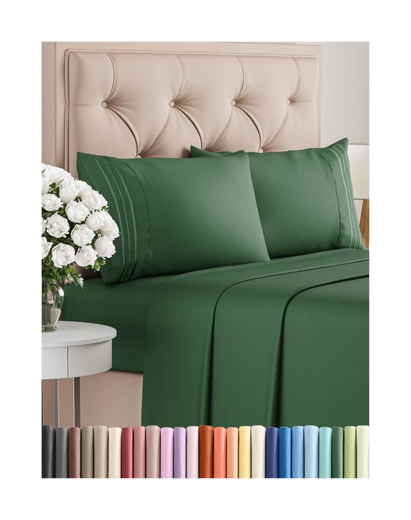 CGK Unlimited Queen Size 4 Piece Sheet Set  Comfy Breathable  Cooling Bed Sheets Set  Hotel Luxury Bedding for Women Men Kids  Teens  Deep Pockets EasyFit Soft and Wrinkle Free  OekoTex  Emerald Green