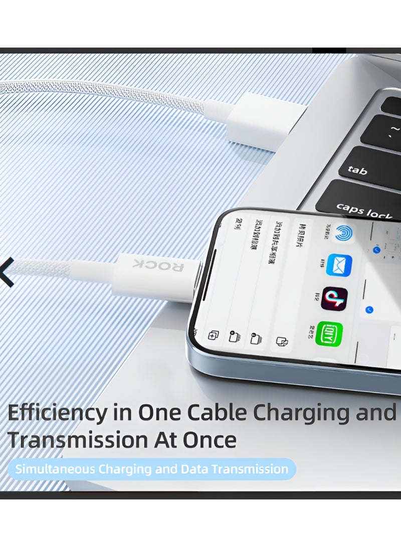 ROCK CABLE Z20 FLASH CHARGE SERIES BRAIDED - USB TO LIGHTNING - 2,4A 1 METRE WHITE - Image 3