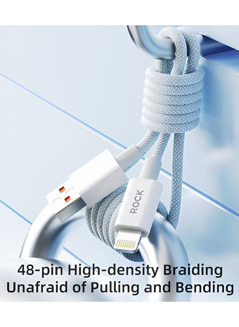 ROCK CABLE Z20 FLASH CHARGE SERIES BRAIDED - USB TO LIGHTNING - 2,4A 1 METRE WHITE - Image 2