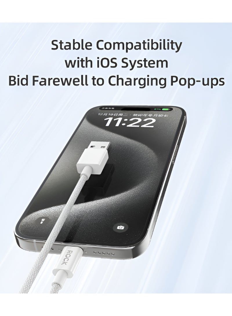 ROCK CABLE Z20 FLASH CHARGE SERIES BRAIDED - USB TO LIGHTNING - 2,4A 1 METRE WHITE - Image 4