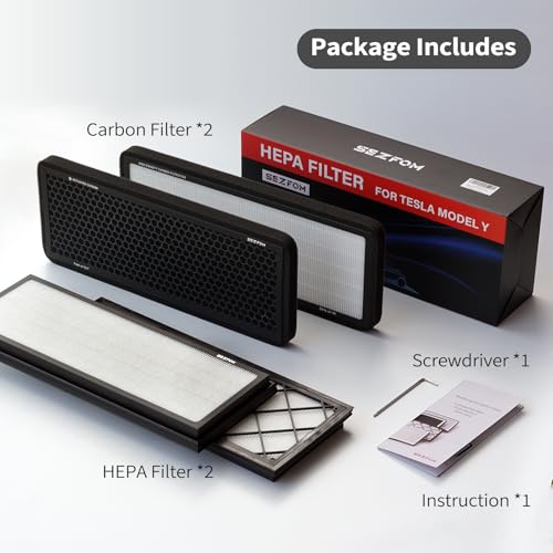 SEZFOM Front Trunk Hepa Filters Kit for Tesla Model Y(2022-2026) with Activated Carbon,4-pack Dual Layer Air Filter Replacement Includes 2 HEPA Filter 2 Carbon Filter - Image 3
