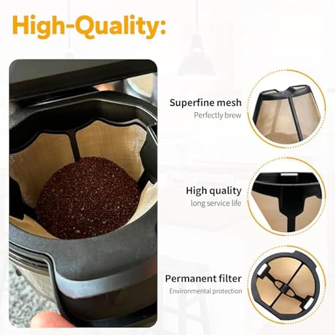 KASTWAVE 2 Pcs Coffee Filter Replacement For Ninja Coffee Maker  Cone Reusable Permanent Coffee Filter For Ninja Coffee Machine Cm300 Cm305 Cm360 Cm371 Cm401 - Image 4