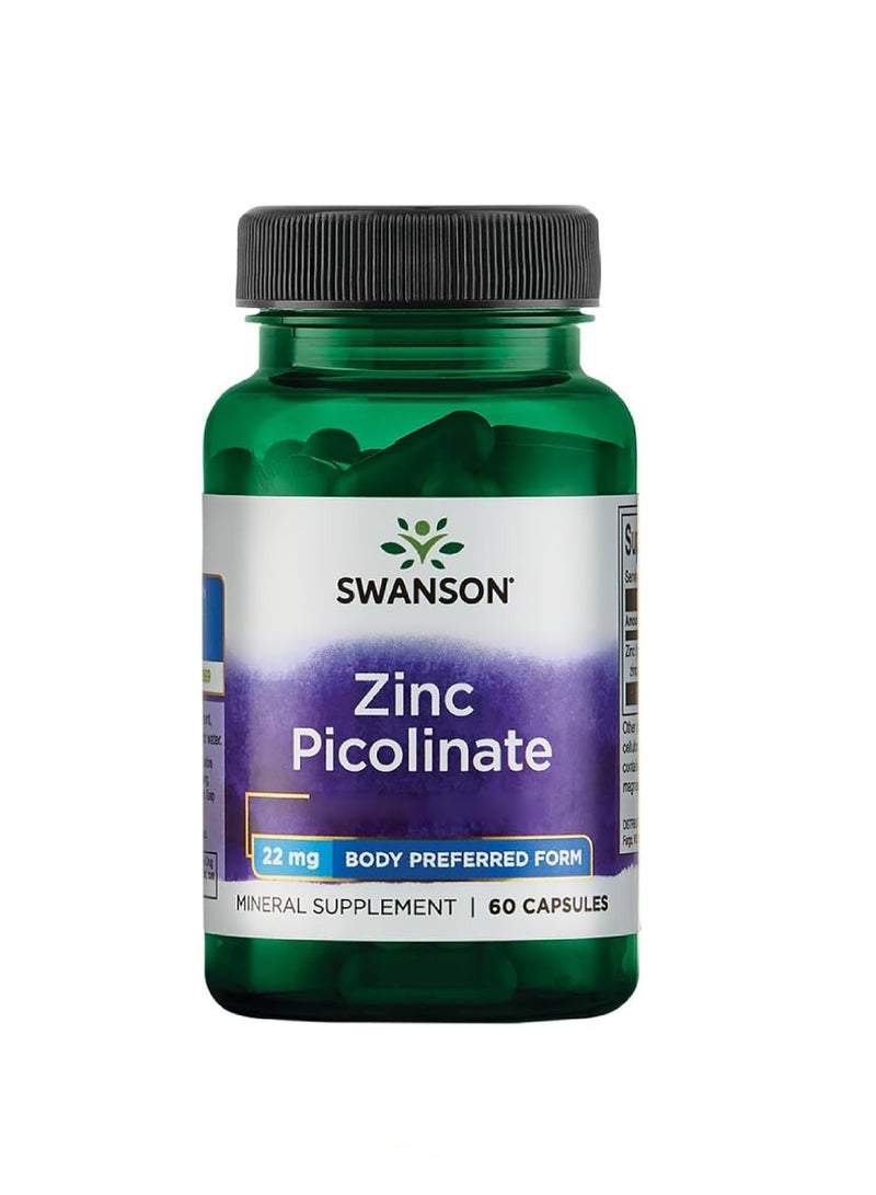 Swanson Zinc Picolinate 22mg 60 Capsules