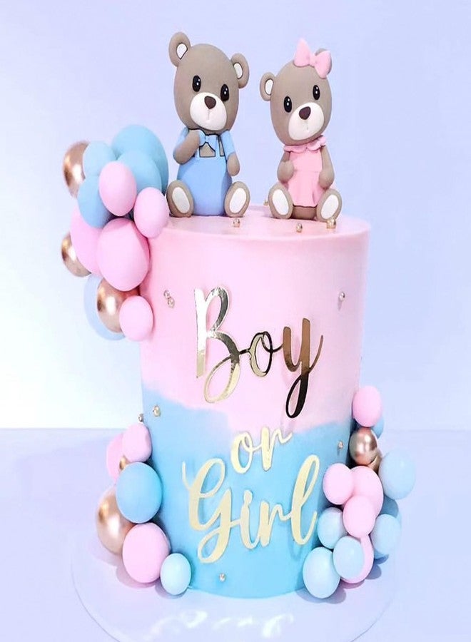 LEFUBABY Bear Cake Toppers Gender Reveal Balls Cake Decorations for Boy Girl Gender Reveal Baby Shower Party Supplies - Image 3
