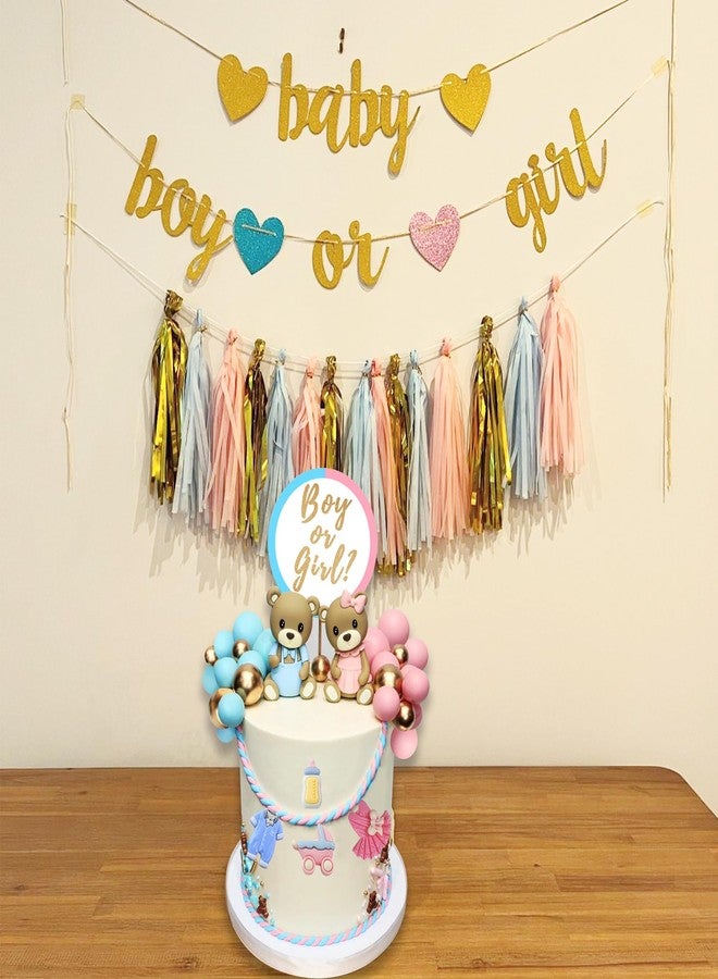 LEFUBABY Bear Cake Toppers Gender Reveal Balls Cake Decorations for Boy Girl Gender Reveal Baby Shower Party Supplies - Image 5