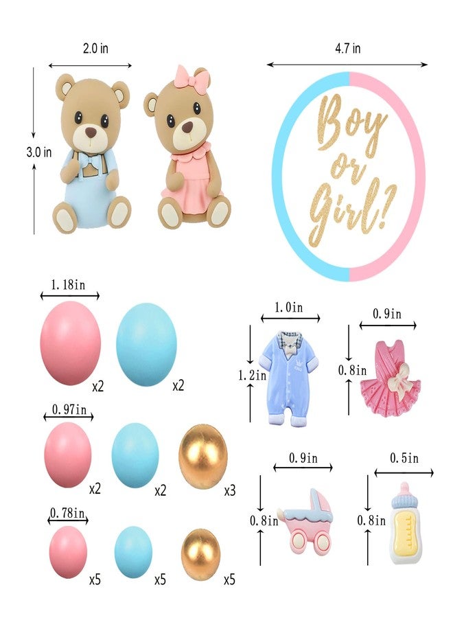 LEFUBABY Bear Cake Toppers Gender Reveal Balls Cake Decorations for Boy Girl Gender Reveal Baby Shower Party Supplies - Image 2