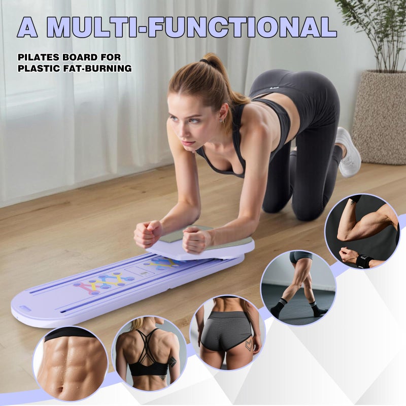 brveniu Pilates Reformer Brveniu Multi-Function Pilates Board with Timer Counterï¼ŒPortable Pilates Board Full Body Workout Core Exercise Foldable Pilates Reformer Women-Focused Fitness Equipmen - Image 2