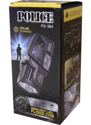 POLICE PS-384 Solar Powered Spot Flashlight with Energy Indicator and Phone Charging Feature 
