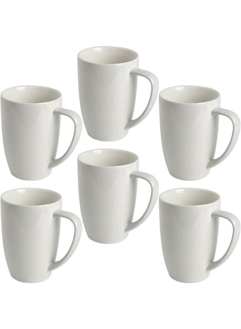 Ceramic mug set for tea, latte, mocha and hot chocolate, 6 pieces, white, 360 ml - Image 1