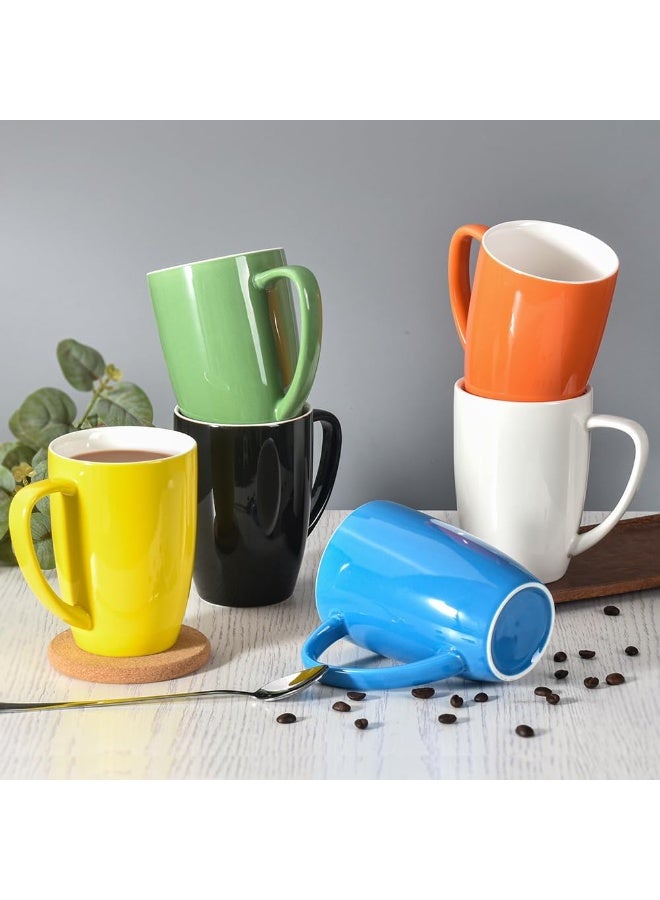 Ceramic mug set for tea, latte, mocha and hot chocolate, 6 pieces, white, 360 ml - Image 4
