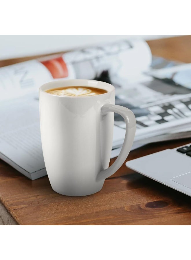Ceramic mug set for tea, latte, mocha and hot chocolate, 6 pieces, white, 360 ml - Image 5