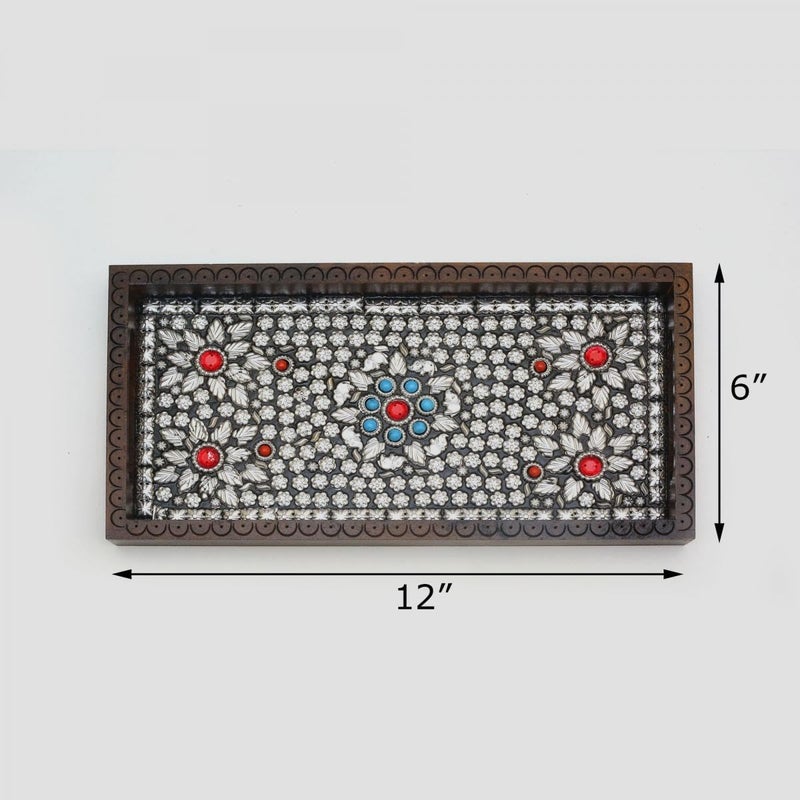 TARANG ARTS Decorative Wooden Serving Tray, Hand Wooden Tray for Coffee/Tea/Food Serving Tray (12 * 6 Inch) - Image 2