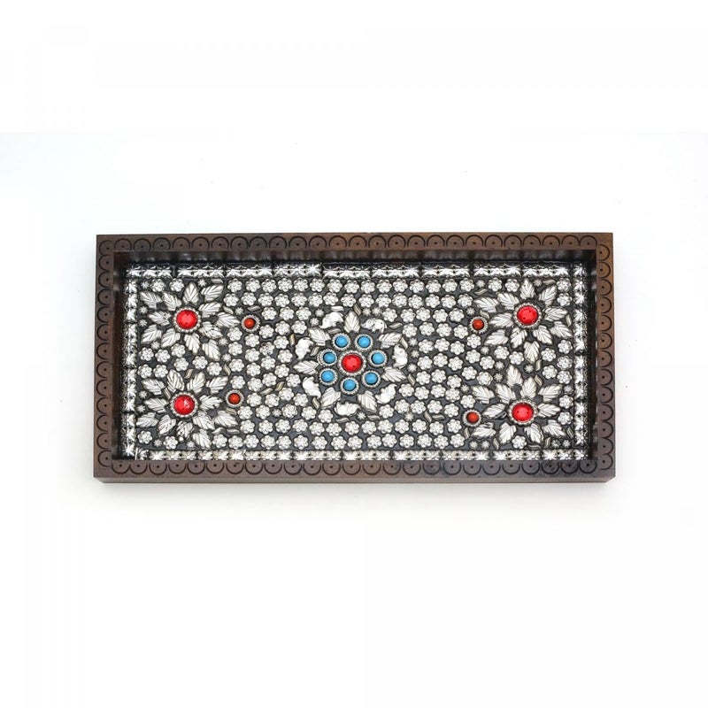 TARANG ARTS Decorative Wooden Serving Tray, Hand Wooden Tray for Coffee/Tea/Food Serving Tray (12 * 6 Inch) - Image 3