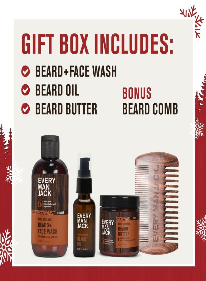 Every Man Jack Men's Aged Bourbon Beard Kit Holiday Gift Set, Face Wash, Beard Butter and Beard Oil - Image 2