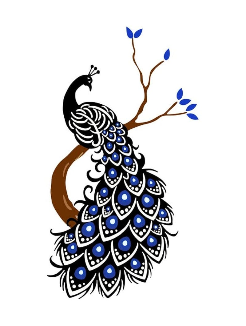 Dreamkraft Beautiful Bird Peacock Sit On Branch Wall Self-Adhesive Sticker for Home Decor,Kid's Room Decor & Drawing Room(Multicolor PVC Vinyl 90x50Cms) - Image 1