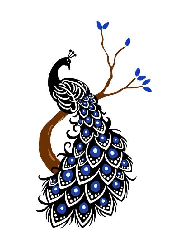 Dreamkraft Beautiful Bird Peacock Sit On Branch Wall Self-Adhesive Sticker for Home Decor,Kid's Room Decor & Drawing Room(Multicolor PVC Vinyl 90x50Cms) - Image 2