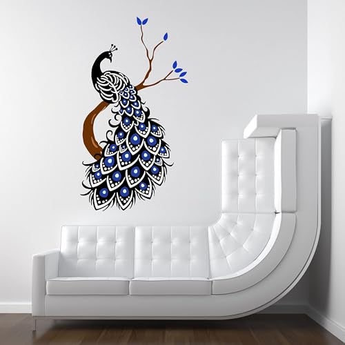 Dreamkraft Beautiful Bird Peacock Sit On Branch Wall Self-Adhesive Sticker for Home Decor,Kid's Room Decor & Drawing Room(Multicolor PVC Vinyl 90x50Cms) - Image 4