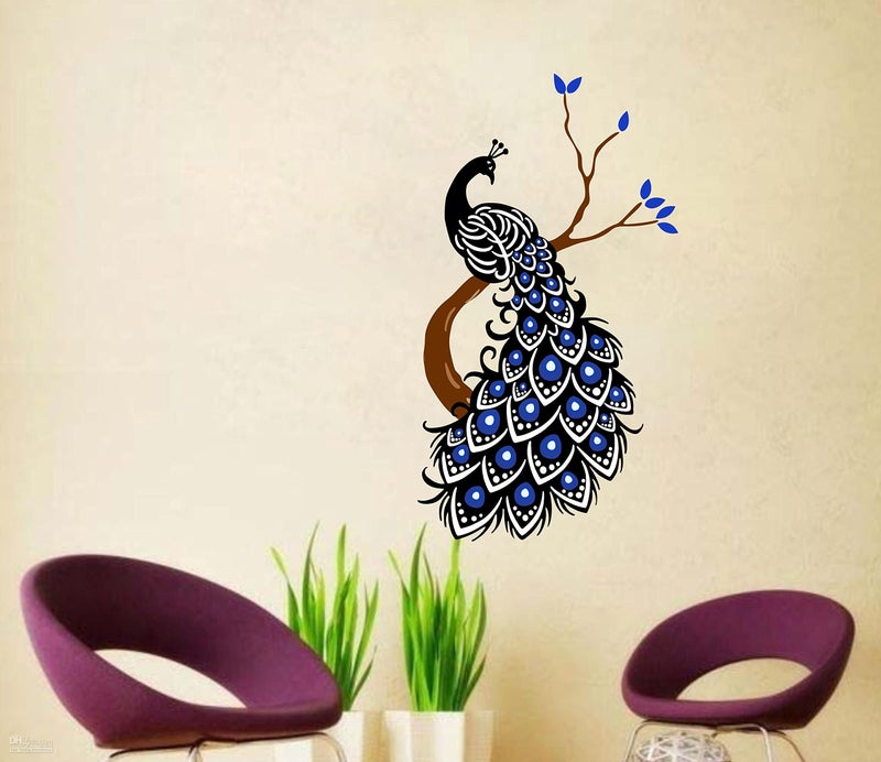 Dreamkraft Beautiful Bird Peacock Sit On Branch Wall Self-Adhesive Sticker for Home Decor,Kid's Room Decor & Drawing Room(Multicolor PVC Vinyl 90x50Cms) - Image 3
