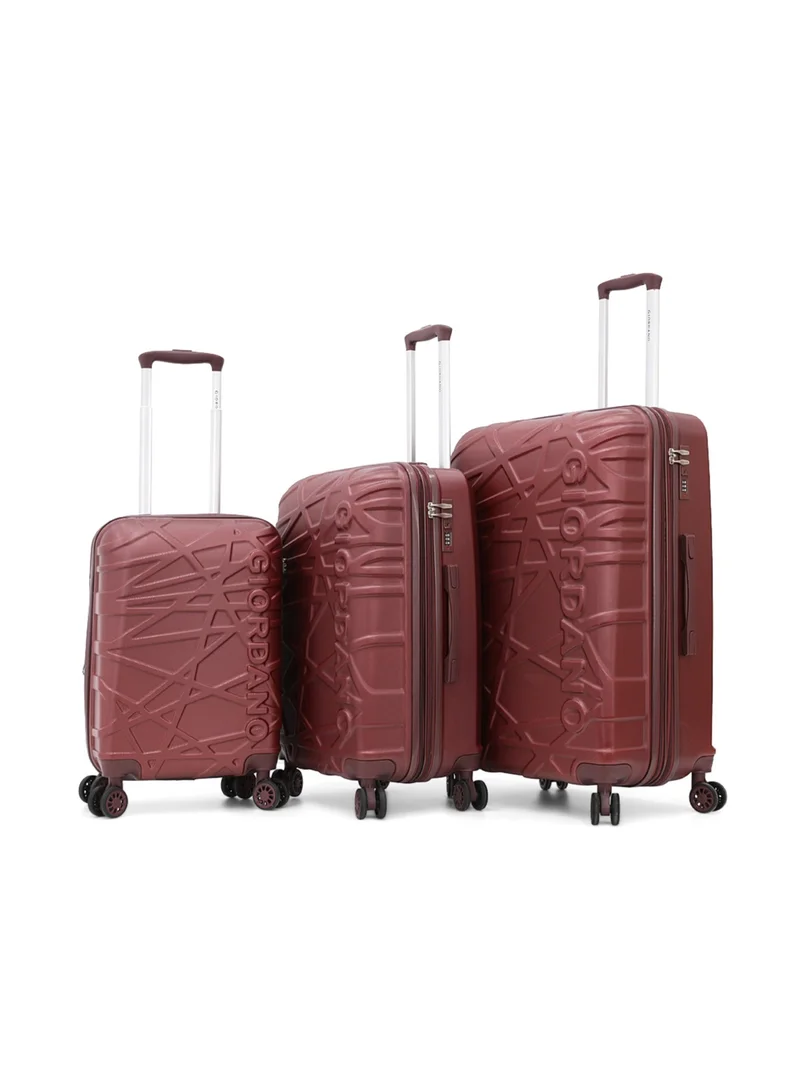 GIORDANO Hardshell Luggage Trolley Bag 3 Pieces Set,Burgundy (S-20",M-24",L-28")