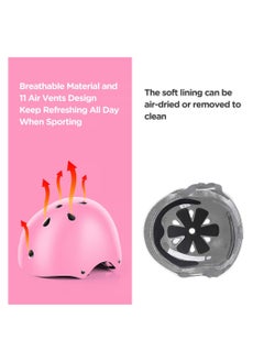 Generic Roller Skating protective gear children's helmet set of riding elbow wristband, skateboard skates balance bike helmet knee pads 7 pcs - Pink  - Image 5