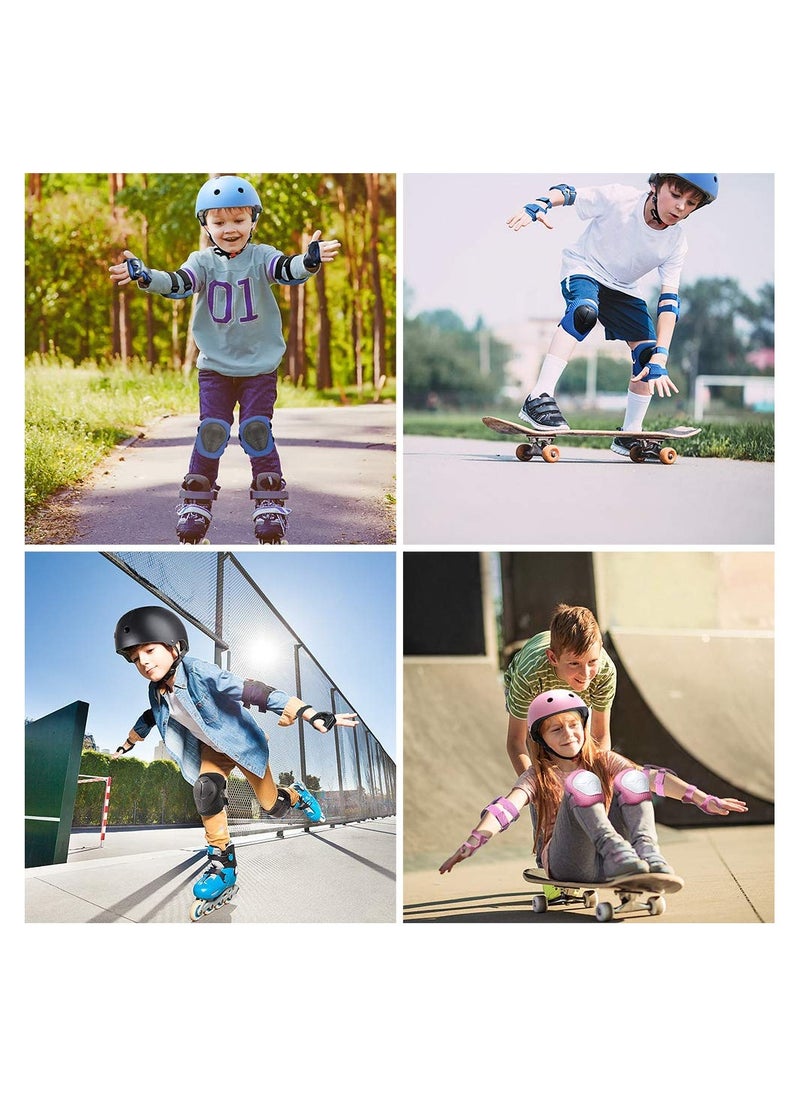 Generic - Roller Skating protective gear children's helmet set of riding elbow wristband, skateboard skates balance bike helmet knee pads 7 pcs - Pink - Image 1