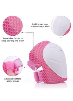Generic Roller Skating protective gear children's helmet set of riding elbow wristband, skateboard skates balance bike helmet knee pads 7 pcs - Pink  - Image 3