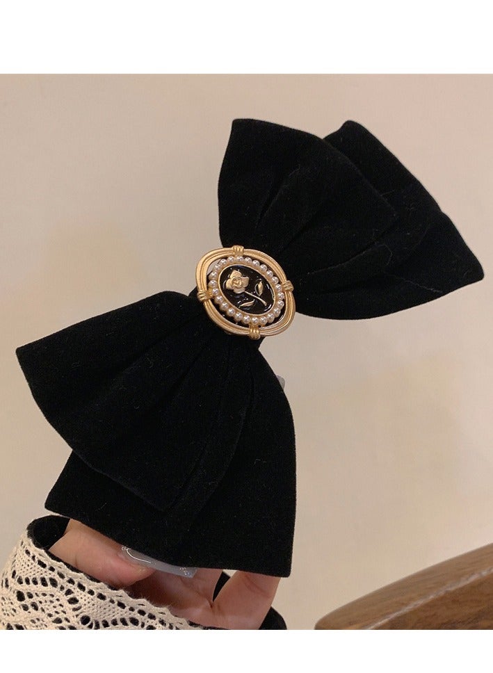 KHAJUL 2-Piece Velvet Vintage Rose Hair Clips for Women Girls Birthday Wedding Hair Accessories (Red + Black Short) - Image 3