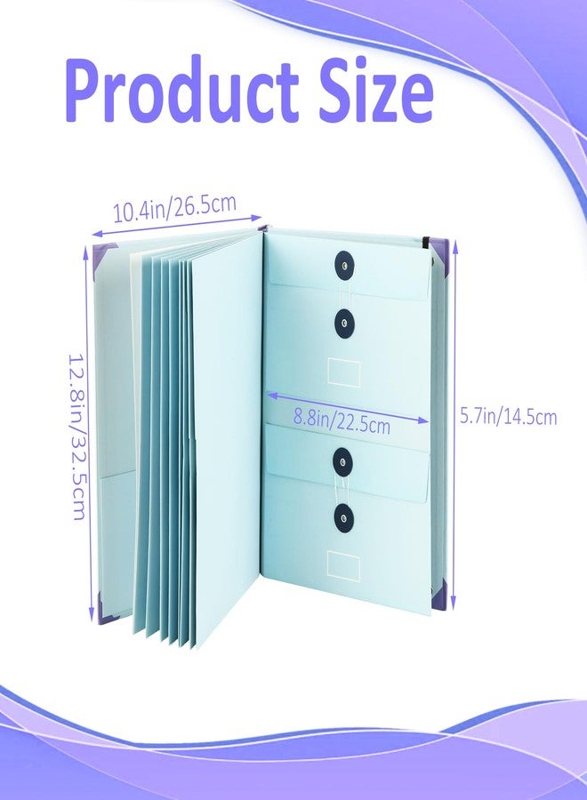 GBACHOOSE Important Document Organizer, Document Organizer with Label Sticker and Number Stickers Foliofor Bills Checks Birth Certificates etc(12.8x10.4 inch, Blue) - Image 2
