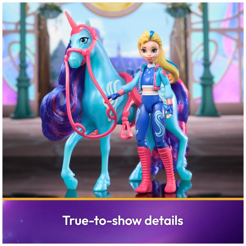 Unicorn Academy أكاديمية اليونيكورن، إيزابيل وريفر مع 2 ملحقات وأداة شعر، دمى وألعاب يونيكورن، هدايا ومواد تعبئة لجوارب للفتيات من عمر 4 سنوات وما فوق - Image 3
