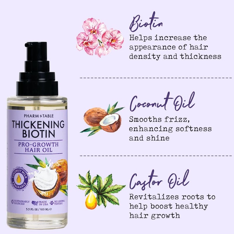 PHARM TO TABLE Thickening Biotin Pro-Growth Hair Oil 100ml - Image 2