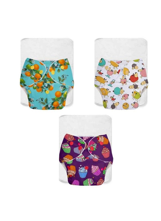 Superbottoms Basic Pack Of 3 Cloth Diaper For Baby Washable & Reusable Cotton Cloth Diaper 0 3 Years Freesize Adjustable Reduces Rash With Quick Dry Pad Insert  - Image 1