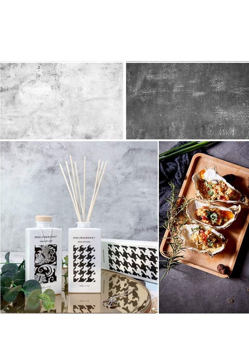 Generic Photography Background Paper Double Sided Pattern Vintage Wood Marble Cement Wall Texture Photo Backdrop Paper for Photography Props Food Jewelry (Black and White Cement)  - Image 3
