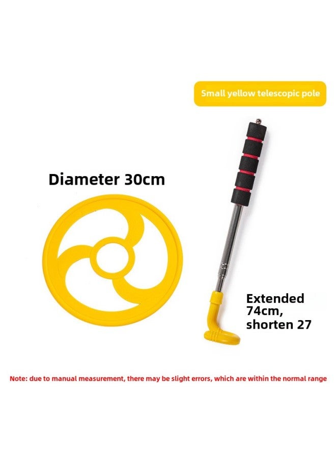 Kindergarten Roll Ring Nostalgic Toys Children Push Ring Plastic Roll Ring Childhood Toys Push Ring Sports Equipment-Color:Yellow Trumpet—telescopic Pole - Image 1