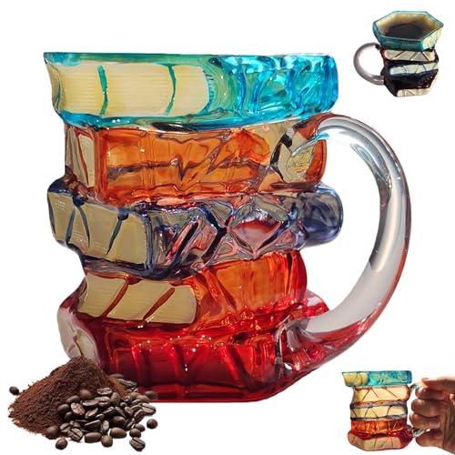 BUENLY Chapter Book Mug Novelty Coffee Mugs, Novelty 3D Painted Books Coffee Mug, 11Oz Books Stack Glass Cup Gift for Readers (1pcs) - Image 1
