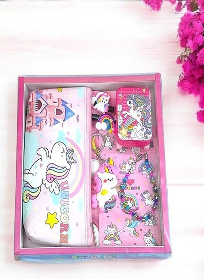 Tera13 TERA 13 Unicorn Stationery Kit Set for Girls, Gift Stationery Kit for School Kids, Unicorn Theme Stationery Pack 9 Items, Animal Stationery for Girls, B-Day, Kanjak, Return Gift - Image 3
