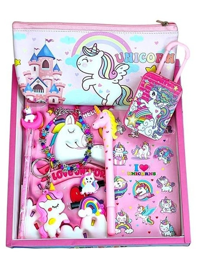 Tera13 TERA 13 Unicorn Stationery Kit Set for Girls, Gift Stationery Kit for School Kids, Unicorn Theme Stationery Pack 9 Items, Animal Stationery for Girls, B-Day, Kanjak, Return Gift - Image 1