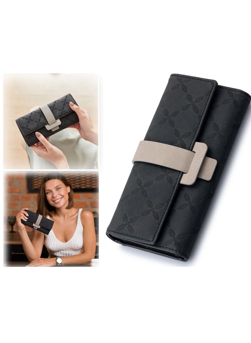 Vegan Wallets for Women, Wallet with Coin Purse, Card Holder 9 Cards, Wristlet, Birthday Gifts for Women  - Image 1